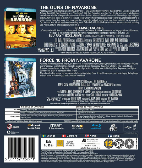 The Guns of Navarone / Force 10 From Navarone BLU-RAY [1978 1961] [Region Free] - Very Good - Attic Discovery Shop