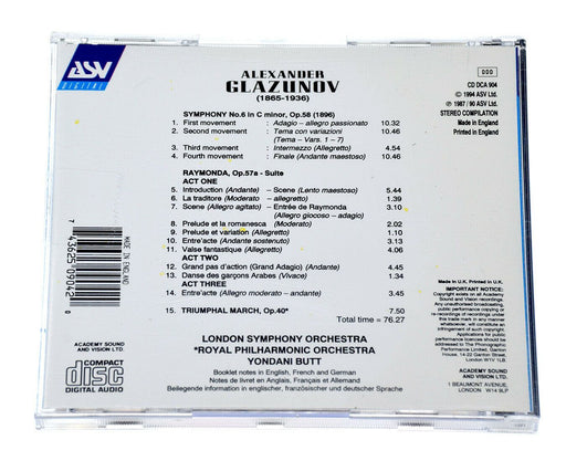 GLAZUNOV SYMPHONY NO6 Raymona Triumphal March London Symphony Orchestra CD Album - Very Good - Attic Discovery Shop