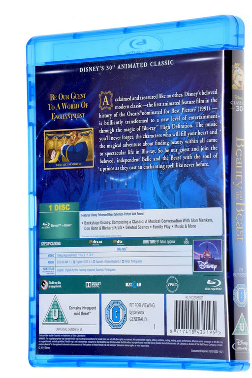 Disney BEAUTY AND THE BEAST Original Label Animation Classic 30 BLU RAY Region B - Very Good - Attic Discovery Shop