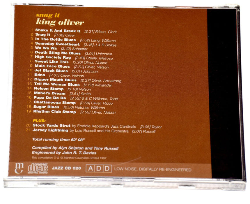 JAZZ GREATS Snag It KING OLIVER MC CD Album - Complete, VG Condition - Very Good - Attic Discovery Shop