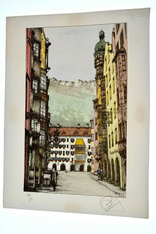 Coloured Lithograph Signed Rietmeyer Artist Austria Landscape Signed & Numbered - Attic Discovery Shop