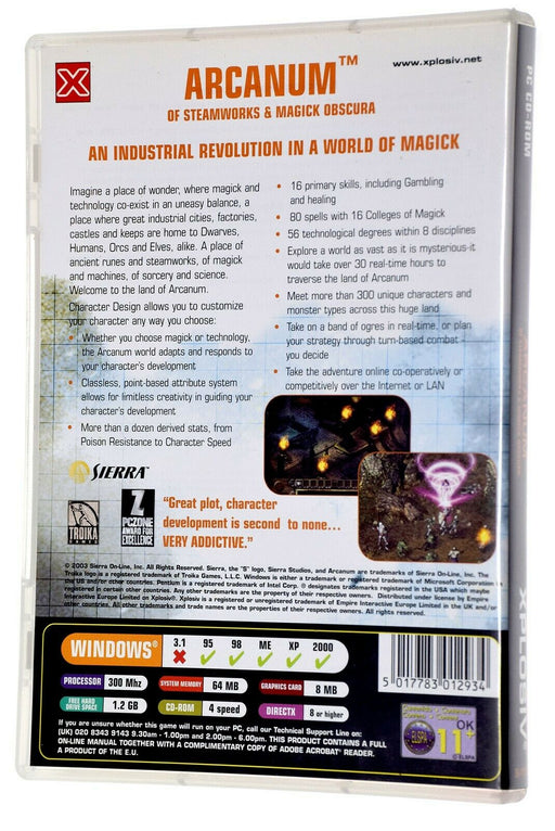 ARCANUM OF STEAMWORKS & MAGICK OBSCURA PC CD / DVD ROM Windows Computer Game - Very Good - Attic Discovery Shop
