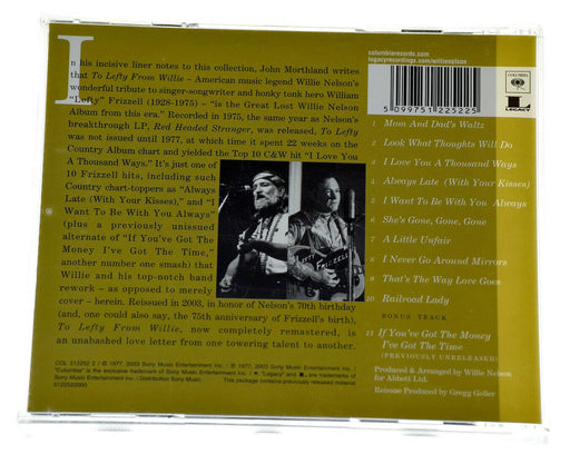 TO LEFTY FROM WILLIE NELSON Rare CD Album - Complete, VG Condition - Very Good - Attic Discovery Shop
