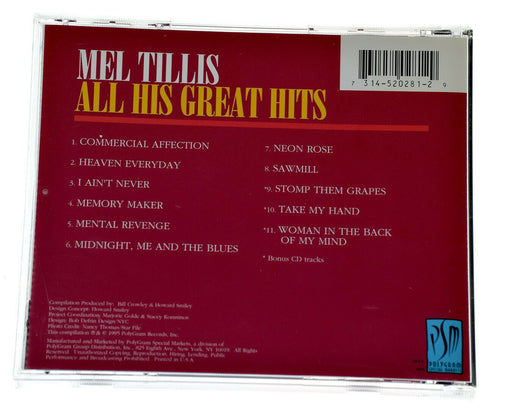 MEL TILLIS ALL HIS GREAT HITS Rare PolyGram Records CD Album - Complete, VGC - Very Good - Attic Discovery Shop