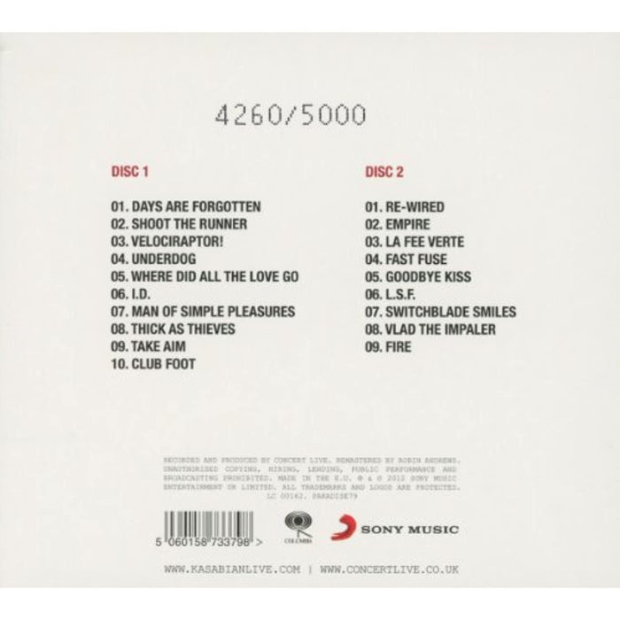 Kasabian Live! Rare Limited Edition [CD Album] (2 Disc Set) [Ltd Ed To 5000] - Good - Attic Discovery Shop