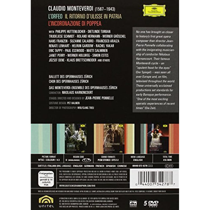 Monteverdi: Operas- Jean-Pierre Ponnelle Rare Box Set [DVD] [2007] [Region Free] - Very Good - Attic Discovery Shop