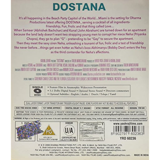 Dostana [DVD] [NTSC Region Free] (Rare Bollywood Movie / Indian Cinema Release) - Like New - Attic Discovery Shop