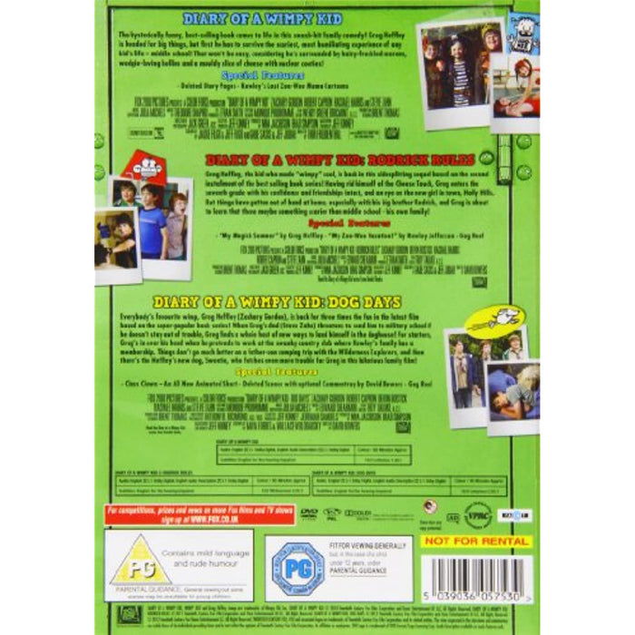 Diary Of A Wimpy Kid 1-3 Film Collection (1, 2 & 3) [DVD] [2017] [Region 2] - Like New - Attic Discovery Shop