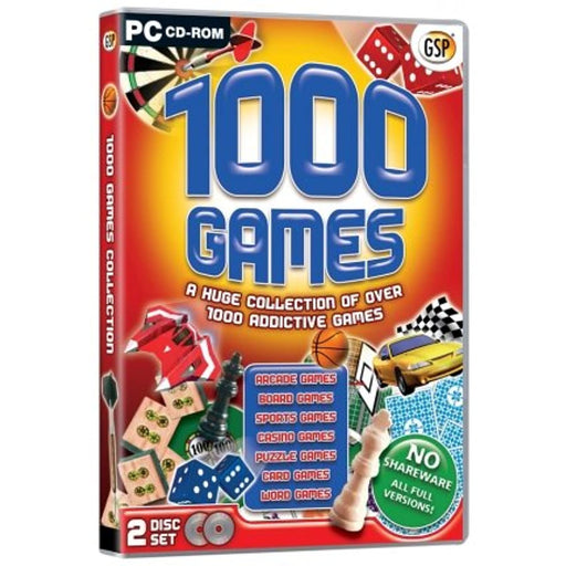1000 Games (PC CD-ROM Game) [2 Discs] (Arcade, Board Games, Sports & More!) - Very Good - Attic Discovery Shop