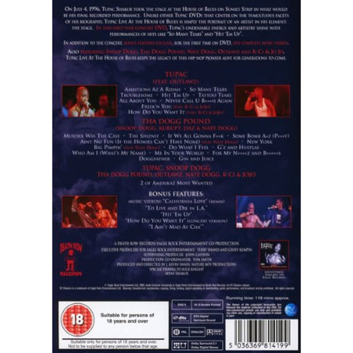 Death Row - Tupac - Live At The House Of Blues [DVD] [2013] [Region Free] - Like New - Attic Discovery Shop