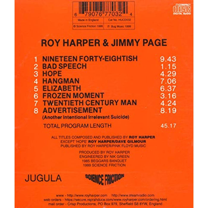 NEW Sealed Roy Harper & Jimmy Page 1984 JUGULA [CD Album] Rare CD HUCD032 (2004) - Attic Discovery Shop