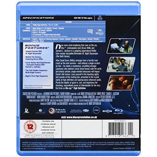 Unbreakable [Blu-ray] [Region Free] - Very Good - Attic Discovery Shop