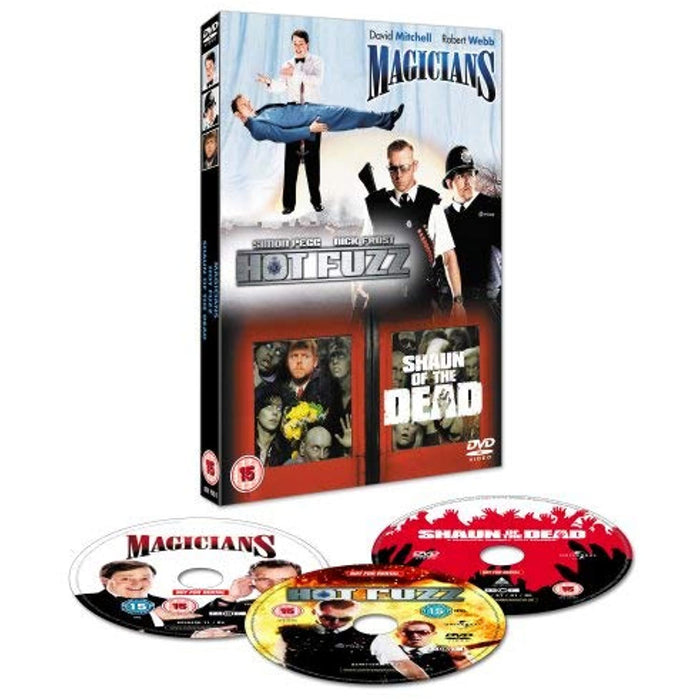 3 Film Box Set: Shaun Of The Dead / Hot Fuzz / Magicians [DVD] [R2] - New Sealed - Attic Discovery Shop