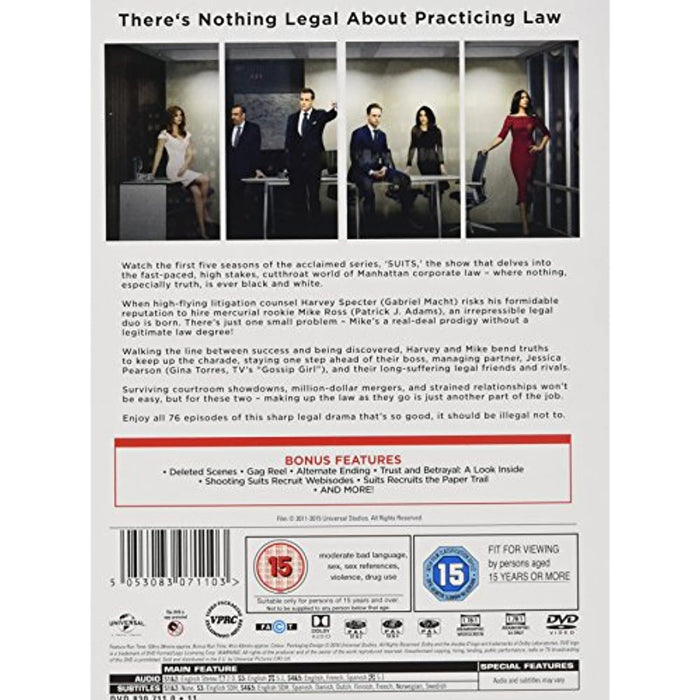 Suits - Season 1-5 Series One - Five [DVD Boxset] [2015] [Region 2] - New Sealed - Attic Discovery Shop