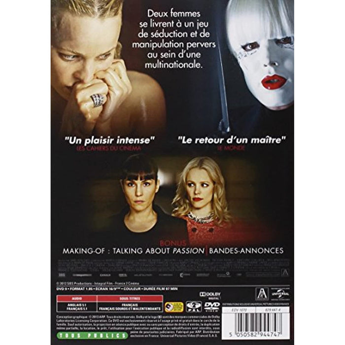 Passion (Brian De Palma) [DVD] [Rare French Import] [Region 2] - Very Good - Attic Discovery Shop