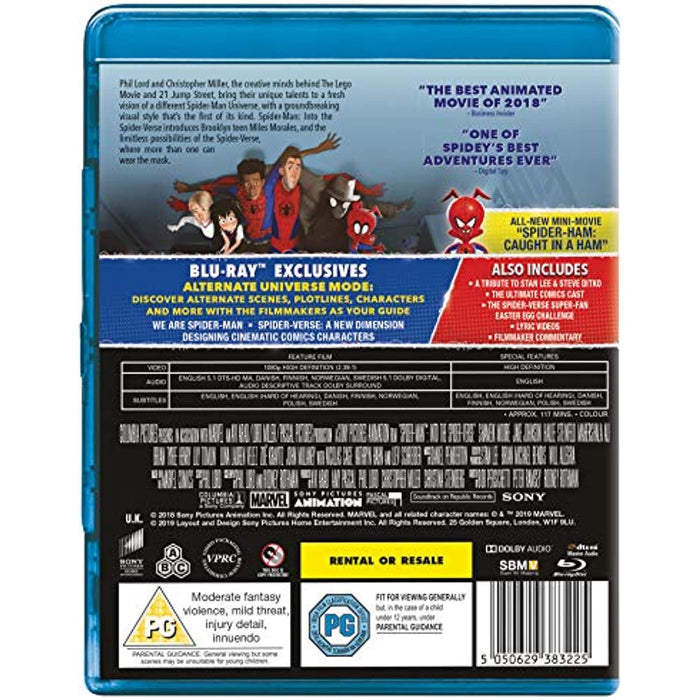 Spider-man Into The Spider-Verse [Blu-ray] [2018] [Region Free] (Animated) - Very Good - Attic Discovery Shop