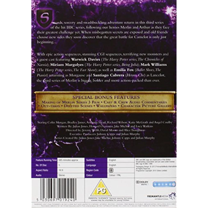 Merlin Complete BBC Series 3 Season Three [DVD Box Set] [Region 2] - New Sealed - Attic Discovery Shop