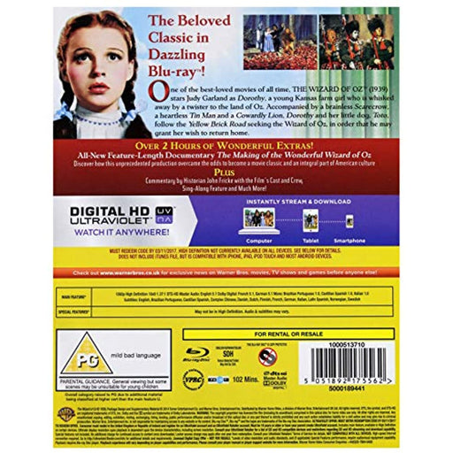 The Wizard Of Oz [Blu-ray] [1939] [Region Free] - Very Good - Attic Discovery Shop