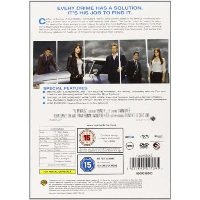 The Mentalist Season 2 Complete Second Series [DVD] [Region 2] - New Sealed - Attic Discovery Shop