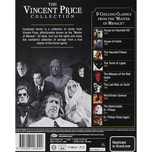 The Vincent Price Collection [Blu-ray Box Set] 9 Classics [Region B] (Rare OOP) - Good - Attic Discovery Shop