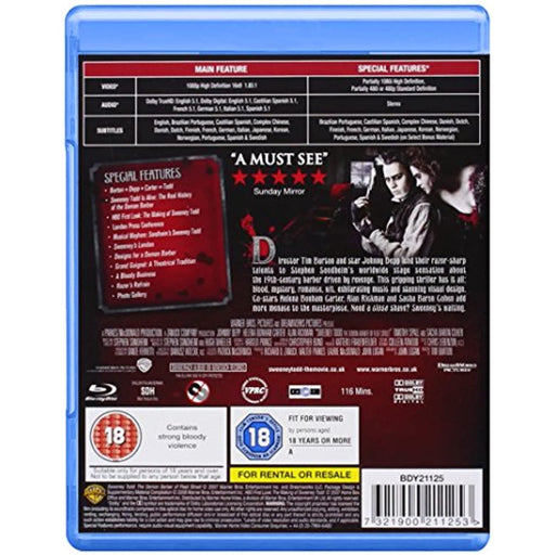 Sweeney Todd: The Demon Barber Of Fleet Street [Blu-ray] [2008] [Region Free] - Like New - Attic Discovery Shop