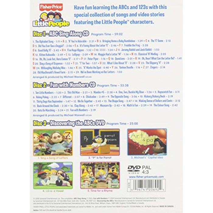 Fisher Price Little People ABCs & 123s Music CD and DVD Set [Reg 2]- New Sealed - Attic Discovery Shop