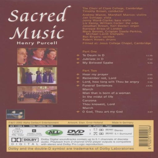 Sacred Music - Henry Purcell [DVD] [Region Free] - Very Good - Attic Discovery Shop