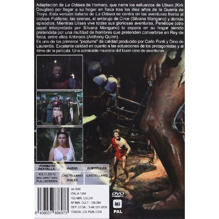 Ulysses / Ulises [DVD] [Rare Spanish Import] [Region Free] (Kirk Douglas) - Very Good - Attic Discovery Shop