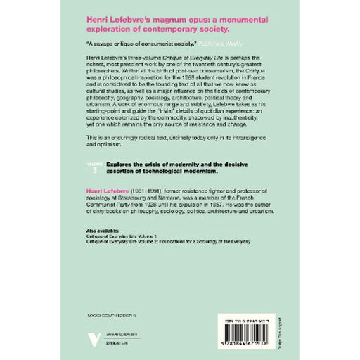 Critique of Everyday Life, Vol. 3: From Modernity to Modernism Paperback Book - Very Good - Attic Discovery Shop