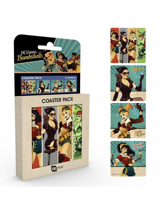 WHOLESALE Joblot x8 DC Comics Bombshells 4 Pack Coaster Pack DC Drinks Coasters - New Sealed - Attic Discovery Shop