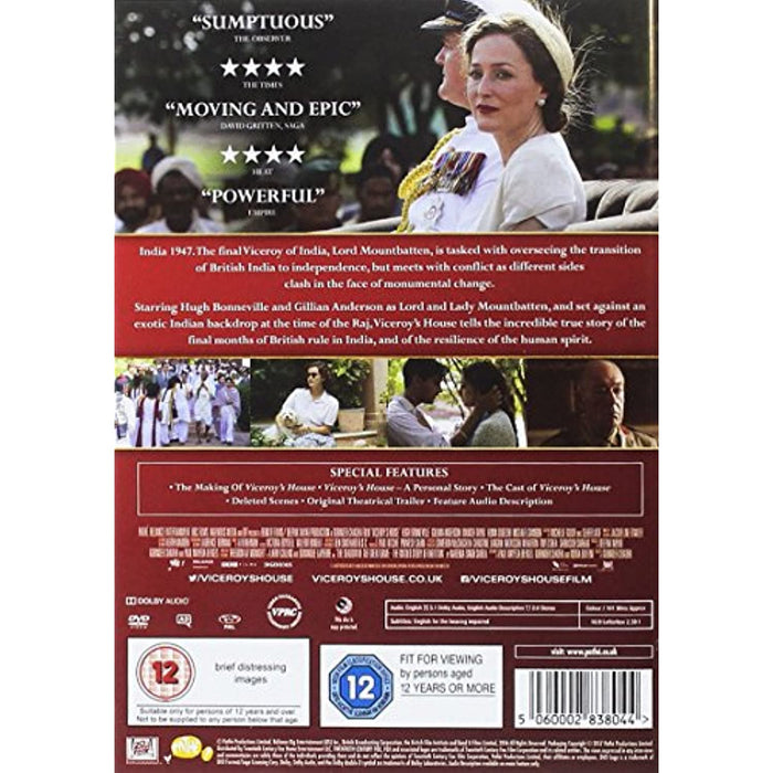Viceroy's House - Hugh Bonneville Gillian Anderson [DVD] [Region 2] - New Sealed - Attic Discovery Shop