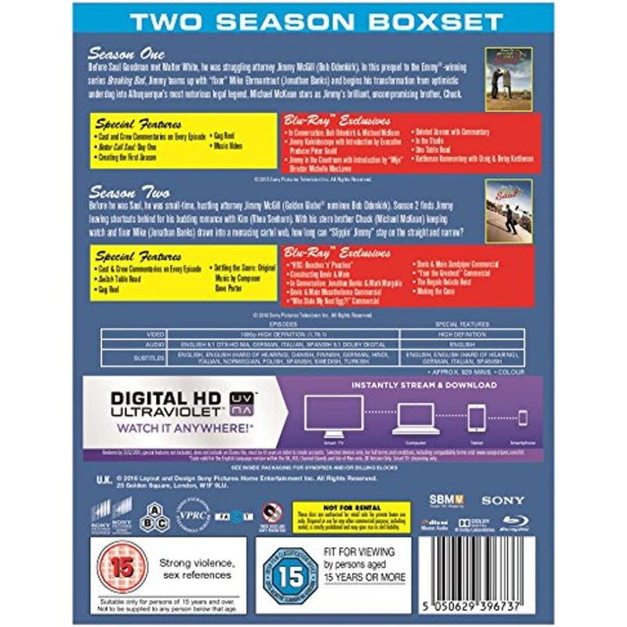 Better Call Saul Season 1-2 Blu-ray Boxset [Region Free] Complete Series 1 & 2 - Very Good - Attic Discovery Shop