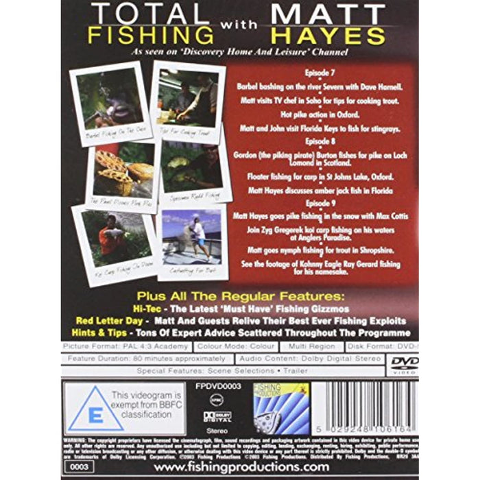 Total Fishing With Matt Hayes Series 1 Episode 7-9 [DVD] [Region Free] - Like New - Attic Discovery Shop
