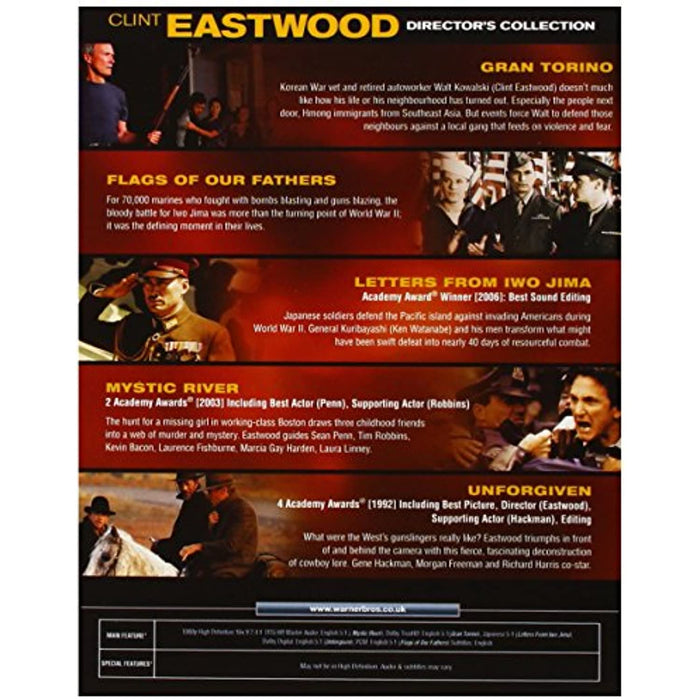 Clint Eastwood: Director's Collection [Blu-ray Box Set] [Reg Free] - New Sealed - Attic Discovery Shop