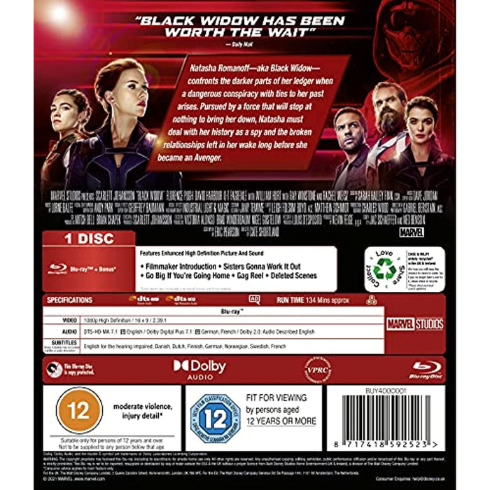 Marvel Studios Black Widow [Blu-ray] [2021] [Region Free] - Very Good - Attic Discovery Shop