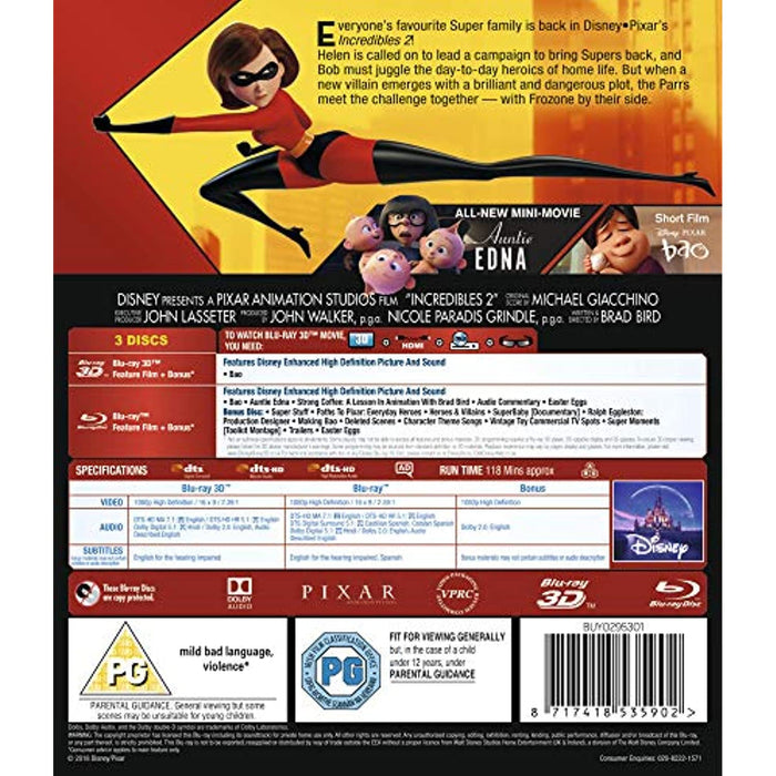 Incredibles 2 [3D + 2D Blu-ray] [2018] [Disney Pixar] [Region Free] - New Sealed - Attic Discovery Shop