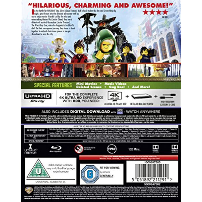 The LEGO Ninjago Movie [4K Ultra HD UHD + Blu-ray] 2017 [Region B] - New Sealed - Attic Discovery Shop