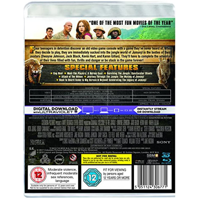 Jumanji: Welcome To The Jungle [Blu-ray 3D + 2D] [2 Disc] [2017] [Region Free] - Very Good - Attic Discovery Shop