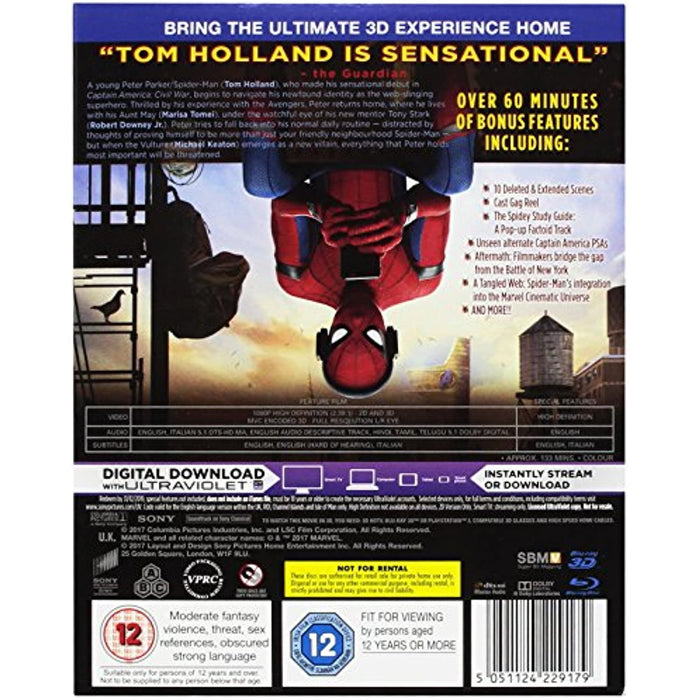 Spider-man Homecoming [Blu-ray 3D + 2D] [2017] [Region Free] - New Sealed - Attic Discovery Shop