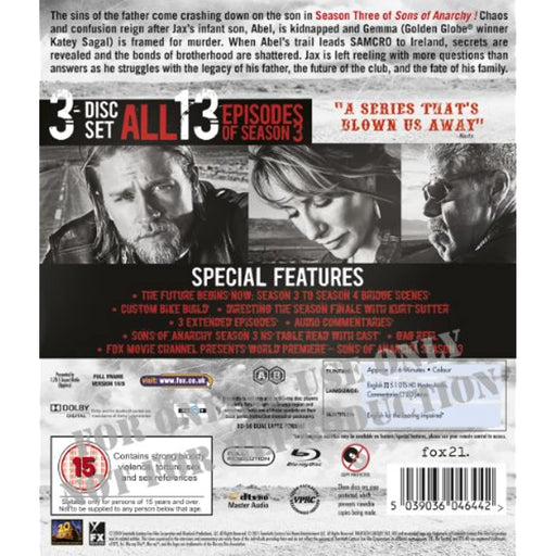 Sons of Anarchy The Complete Season 3 Series Three [Blu-ray] [Regions A & B] - Very Good - Attic Discovery Shop