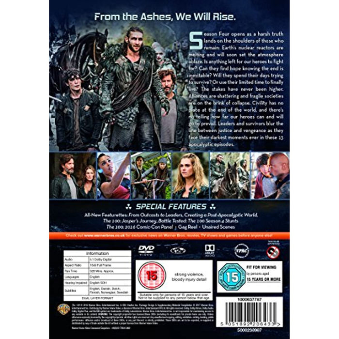 The 100: Season 4 Complete Fourth / 4th Series [DVD] [2017] [Region 2] - Very Good - Attic Discovery Shop