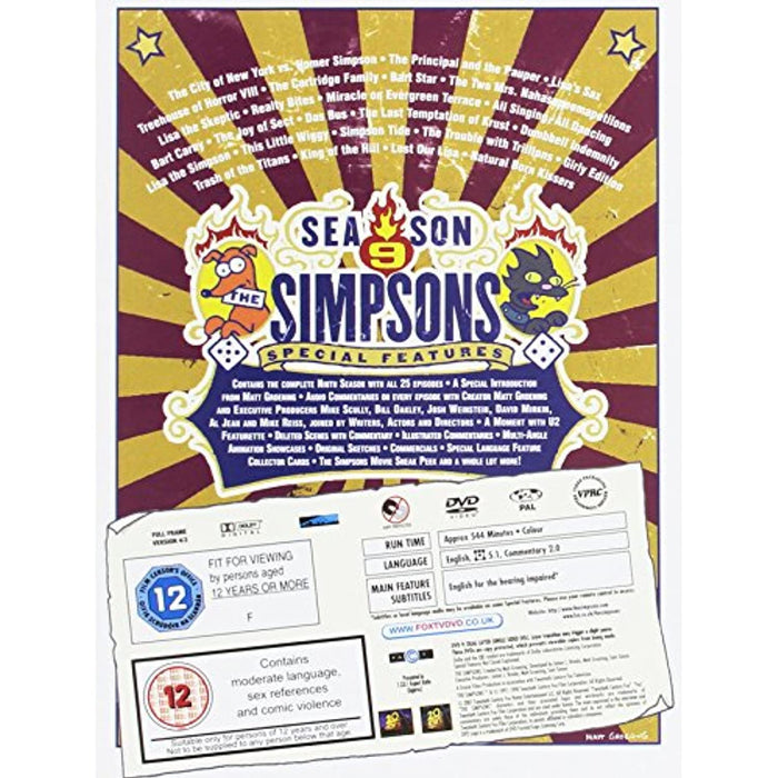 The Simpsons Season 9 Complete Ninth Series DVD Box Set [Region 2] - New Sealed - Attic Discovery Shop