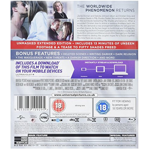 Fifty Shades Darker Unmasked Extended Edition [Blu-ray] [2017] [Region B] - Like New - Attic Discovery Shop