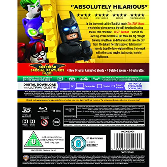 The LEGO Batman Movie [Blu-ray 3D + Blu-ray] [Region B] - New Sealed - Attic Discovery Shop