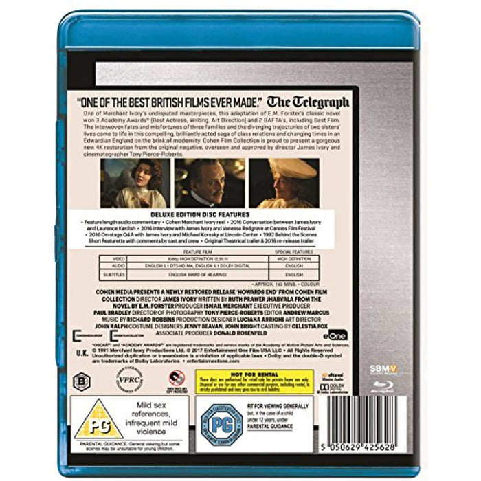 Howard’s End – 25th Anniversary [Blu-ray] [1992] [Region B] - New Sealed - Attic Discovery Shop