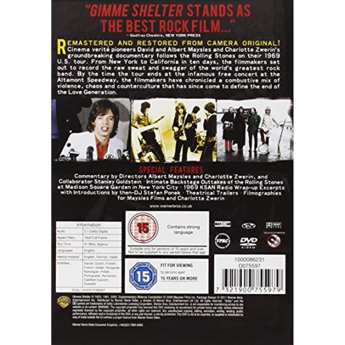 The Rolling Stones - Gimme Shelter [DVD] [1970] [Region 2] - New Sealed - Attic Discovery Shop