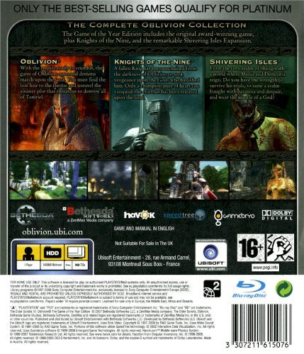 Elder Scrolls IV: Oblivion - Game Of The Year Edition (PS3 PlayStation 3 Game) - Good - Attic Discovery Shop