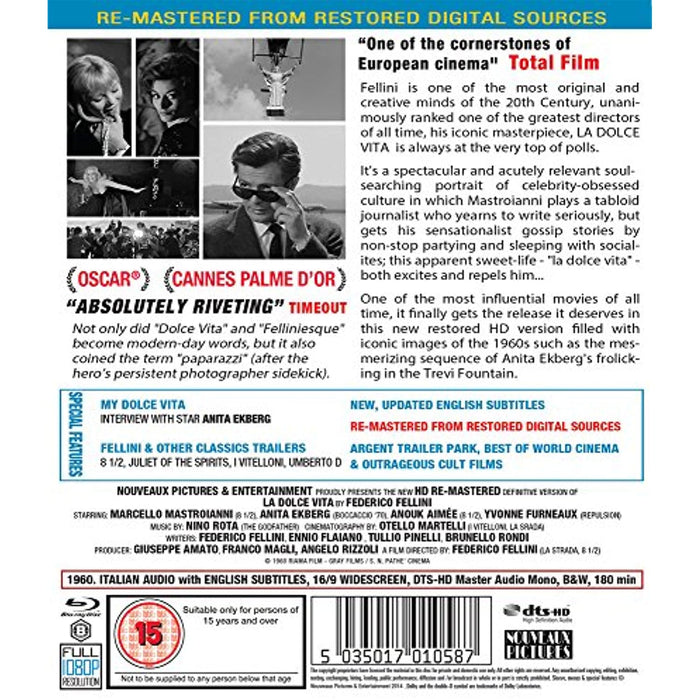 La Dolce Vita [Blu-ray] [Region B] [Includes Exclusive Interview] Cinema Classic - Like New - Attic Discovery Shop