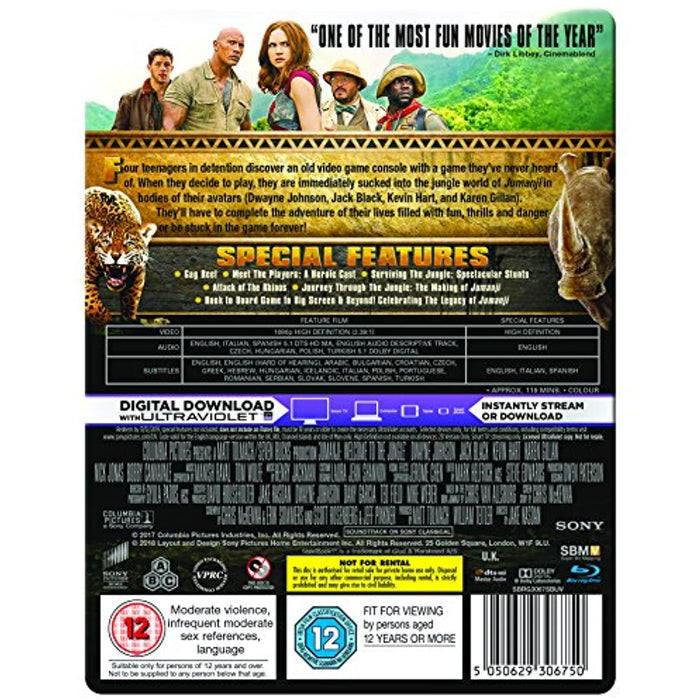 Jumanji: Welcome To The Jungle [Steelbook] [Blu-ray] [2017] [Region Free] - Very Good - Attic Discovery Shop