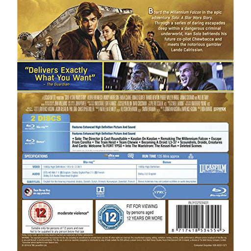 Solo: A Star Wars Story [Blu-ray] [2018] [Region Free] - Very Good - Attic Discovery Shop